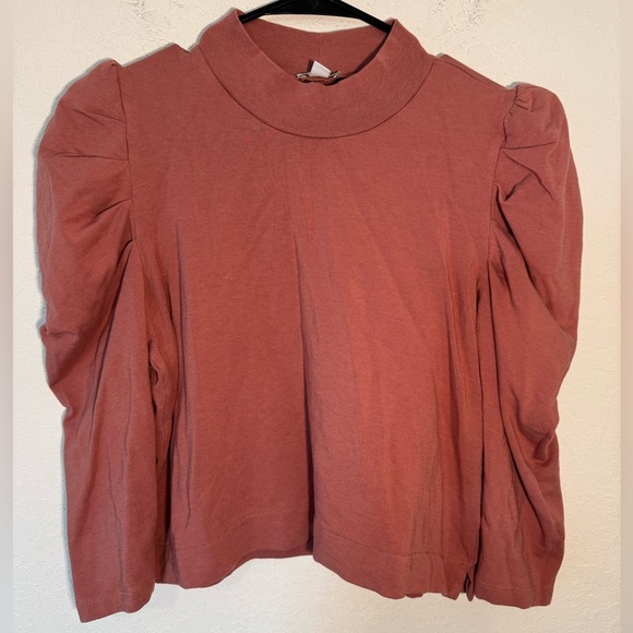 Cuyana French Terry Puff Sleeve Sweatshirt Deep Blush Pink Womens Size XS - Picture 1 of 9